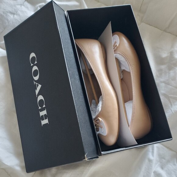 Coach Women’s Abigail Leather Ballet Flats SZ 8.5B CS066 BEECHWOOD - New In Box - Picture 1 of 5